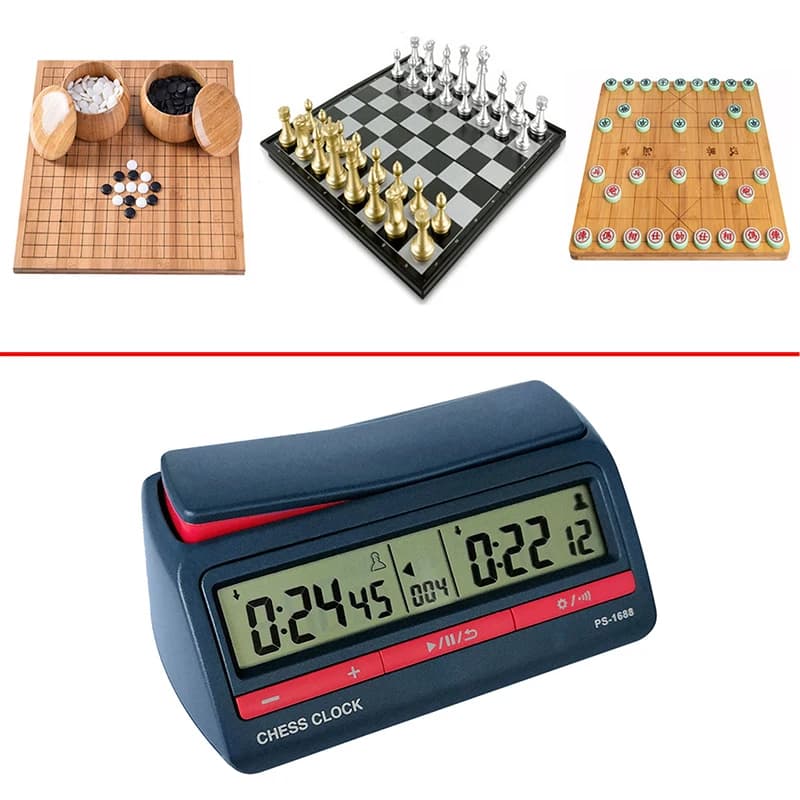 1 Set Orologio da gioco da tavolo Orologio da scacchi Scacchi cinesi / Go / Giochi di scacchi Orologio timer da gioco Timer digitale per scacchi