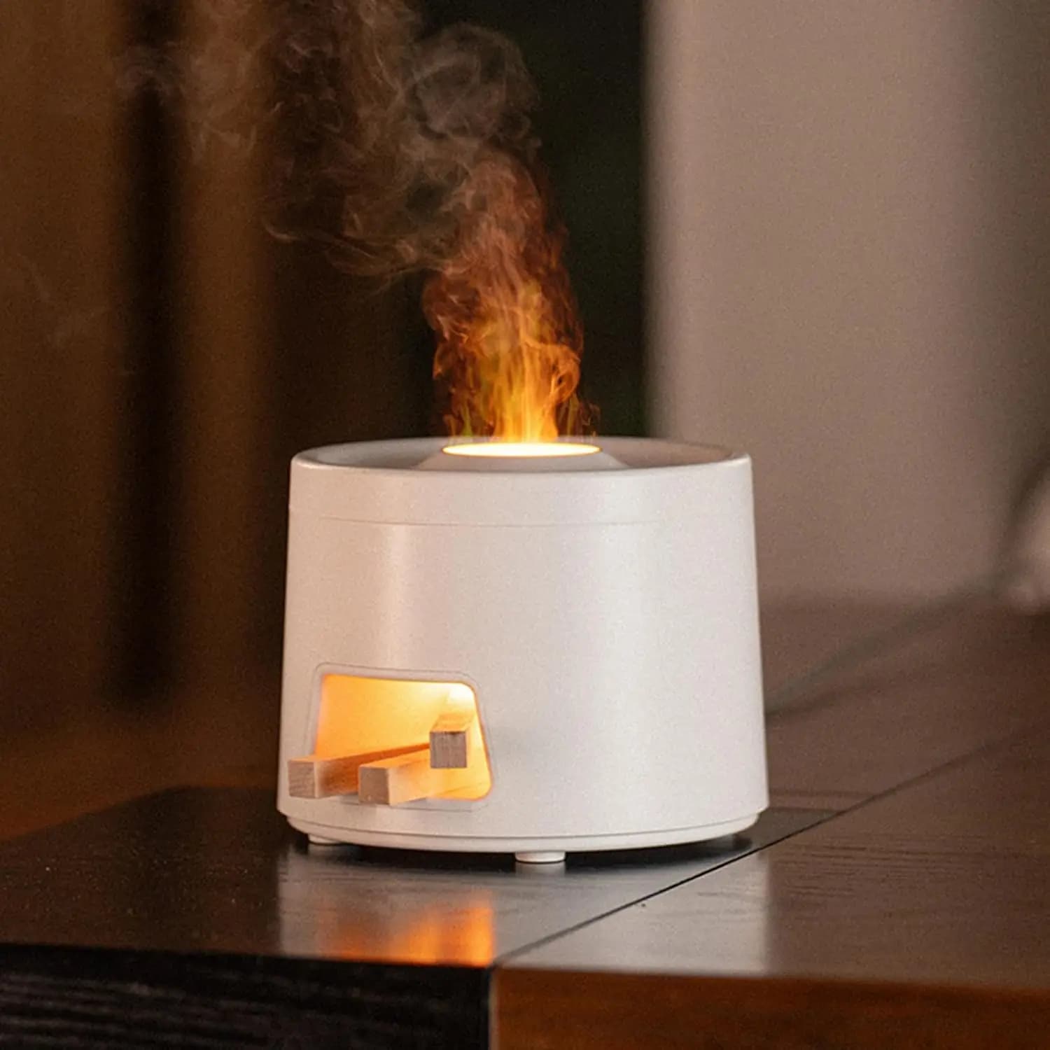 Mini Campfire Flame Air Mist Diffuser ,Color-Changing Small Desk Humidifier, 3-in-1 Wood Stove Essential Oils Diffusers