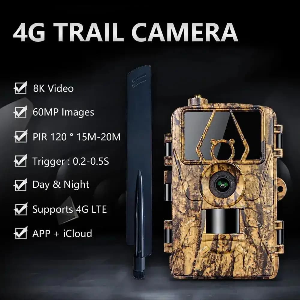 PR801LTE-4G Outdoor Waterproof Hunting Camera 8K 60MP Hunting Camera For Tracking Night Vision Infrared Night Vision Photo Trap Monitor