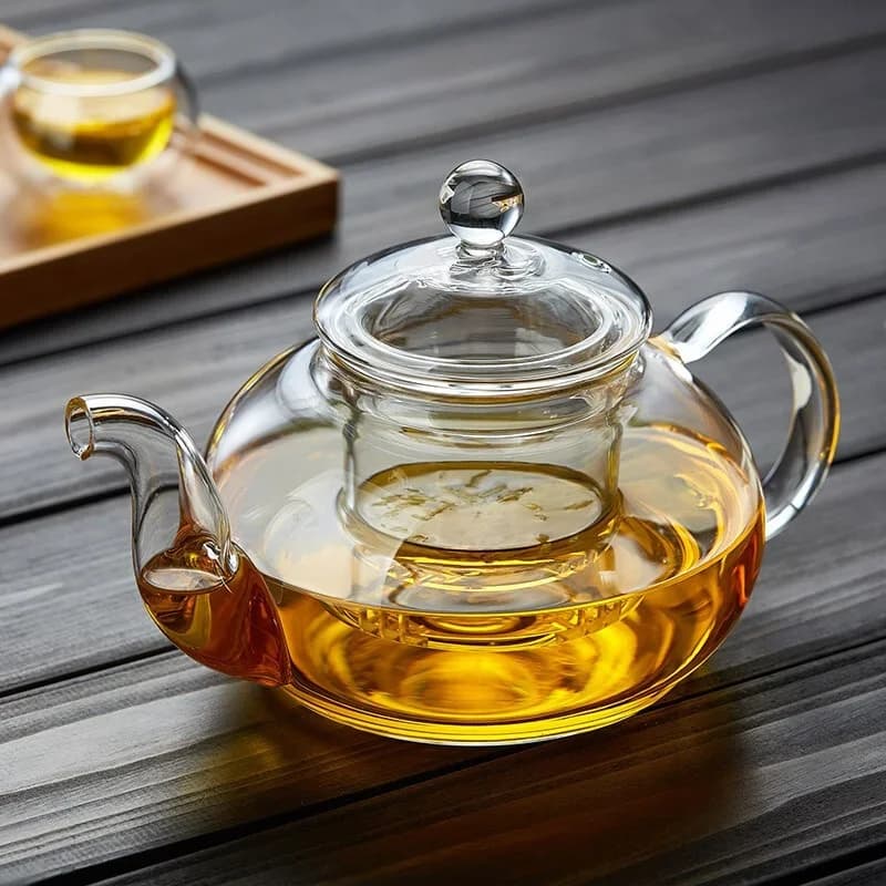 Teiera in vetro addensato resistente al calore filtrabile da 400 ml/1000 ml Teiera per fiori in vetro ad alto borosilicato Set da tè in vetro riscaldabile