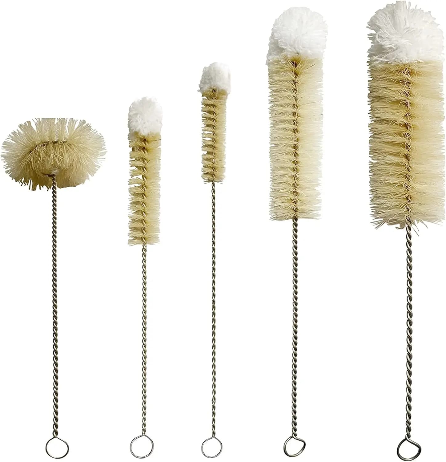 Set di spazzole per la pulizia delle bottiglie in acciaio inossidabile - Filo flessibile pieghevole per bottiglie a collo stretto, cannucce e fiaschette, confezione da 5