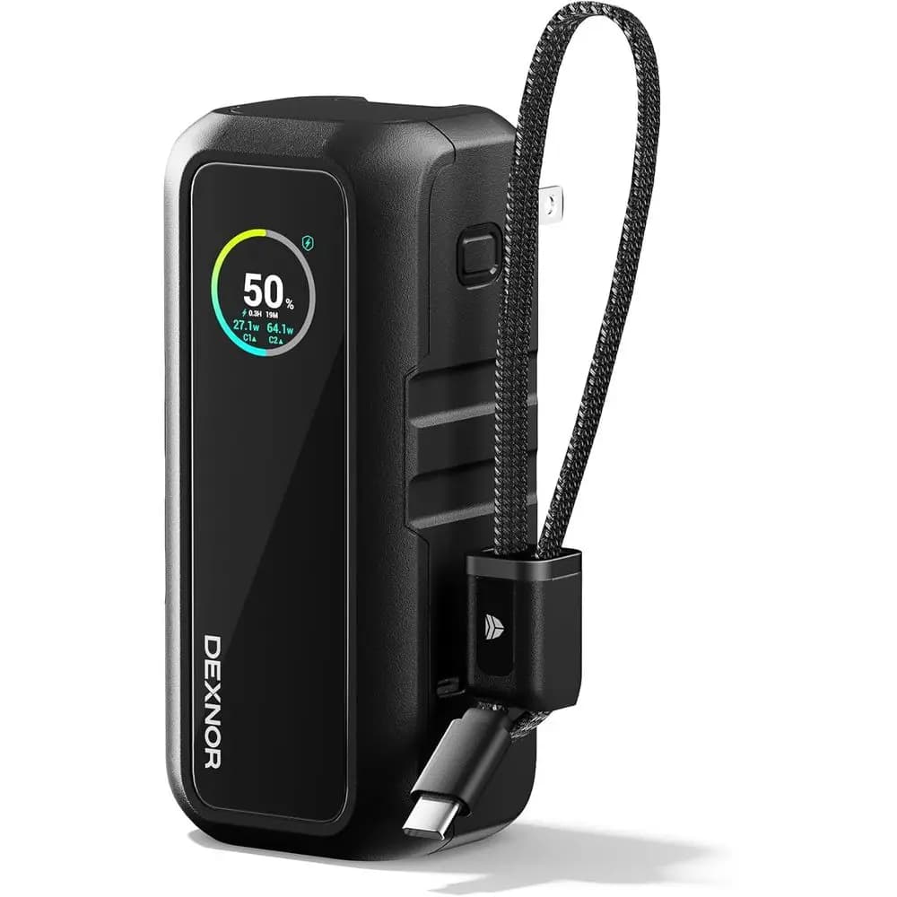 Power Bank 3-in-1 da 15000mAh con Spina AC da 65W, Cavo USB, Ricarica Rapida PD3.0 e PPS