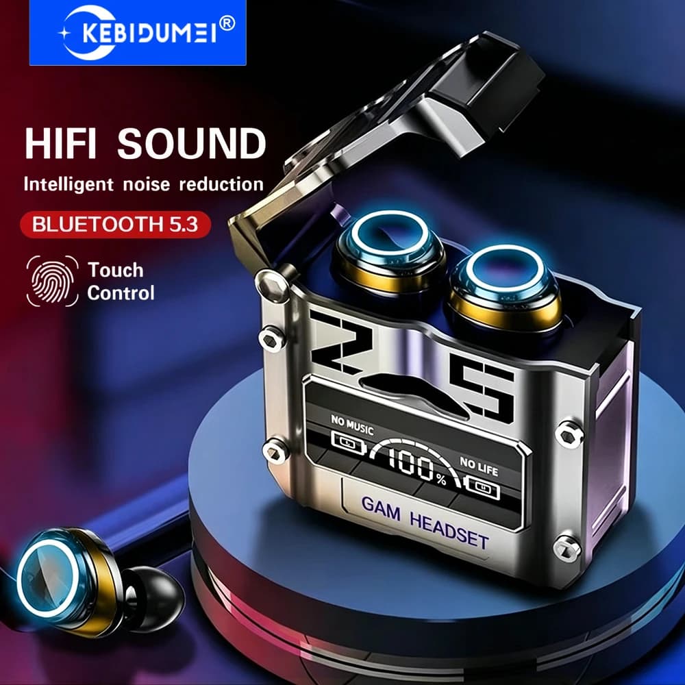 KEBIDUMEI Cuffie senza fili Bluetooth 5.3 Auricolari con controllo touch Riduzione del rumore Auricolari stereo Cuffie da gioco per telefono