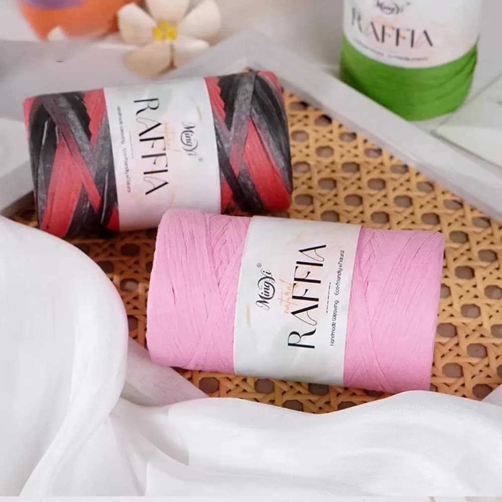 DIY Multi-Colored Raffia Yarn DIY Hand-Knitted Lafite Grass Rope Crochet Yarn Knitting Hats Bag