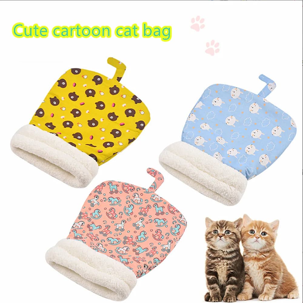Soft Cuddly Cat Sleeping Bag Fluffy Thickened Pocket Type Quilt Bed Warm Kitten Puppy Nest For Small Pets Indoor Cat Supplies