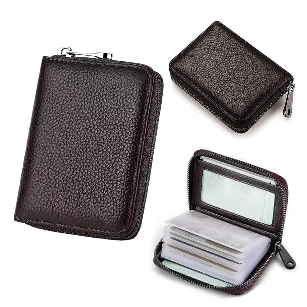Portafoglio in Pelle PU con Blocco RFID - Sottile con Chiusura a Cerniera, Protezione per Carte di Credito, Accessorio per Uomo e Donna