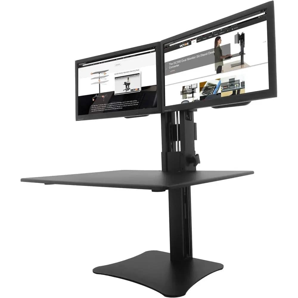 Convertitore per Scrivania Sit-Stand con Doppio Monitor, 28x23x15.5, Nero