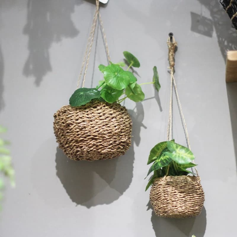 Garden hanging flower basket for braided plants Seagrass for outdoor flowers for indoor hangers for plants decorations for the house