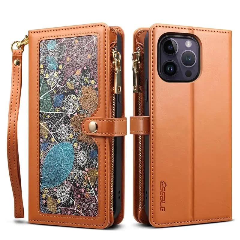 Custodia a Libro con Cerniera e Funzione Portafoglio per Samsung Galaxy A16 A26 A36 A56 5G, con Tracolla, Blocco RFID, Cordino in Pelle e 11 Scomparti per Carte