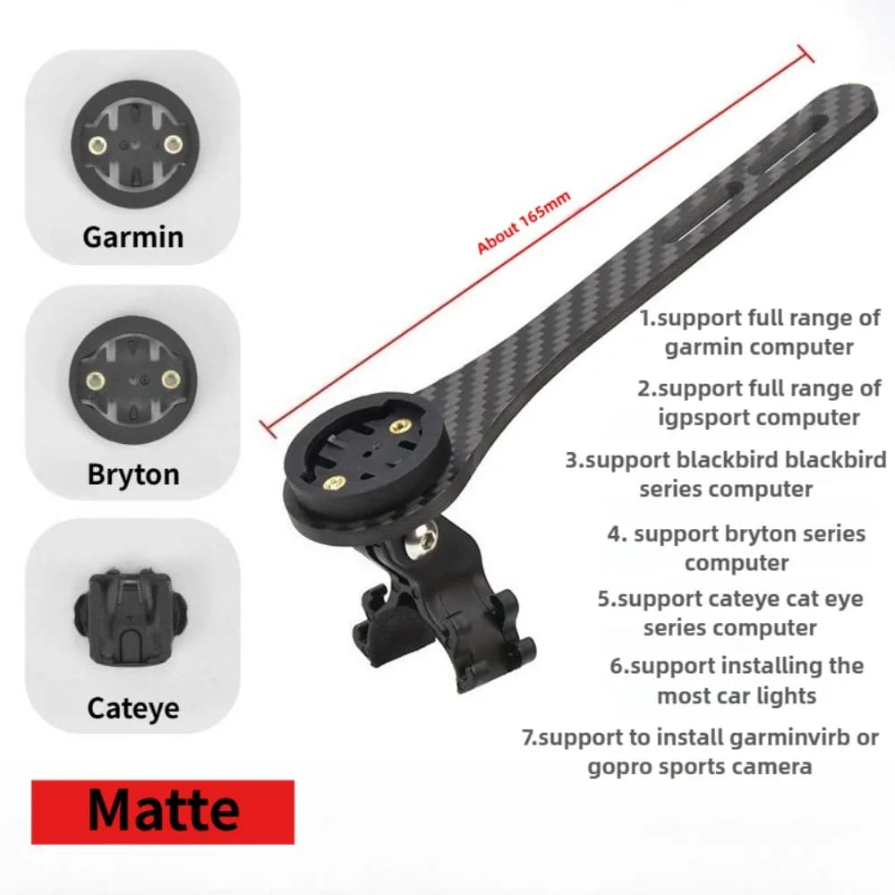 Supporto per Computer da Bicicletta in Fibra di Carbonio, Staffa Integrata per Manubrio, Supporto per Action Camera da Bici da Strada, Accessori per Ciclismo