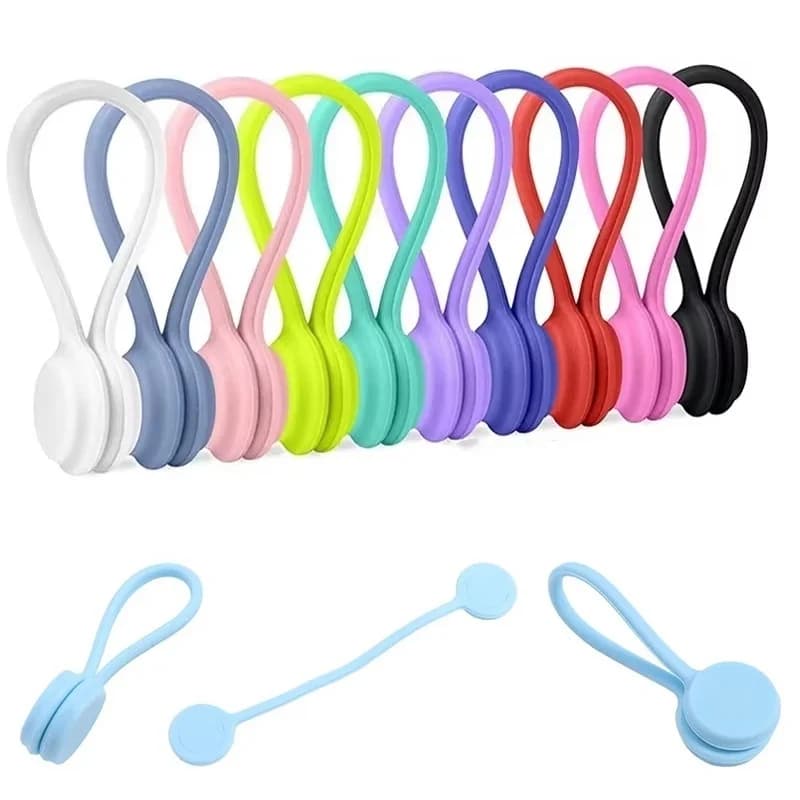 Fascette magnetiche riutilizzabili Organizzatore di cavi Fascette magnetiche in silicone Organizzatore di auricolari Fascette elastiche in silicone per la casa