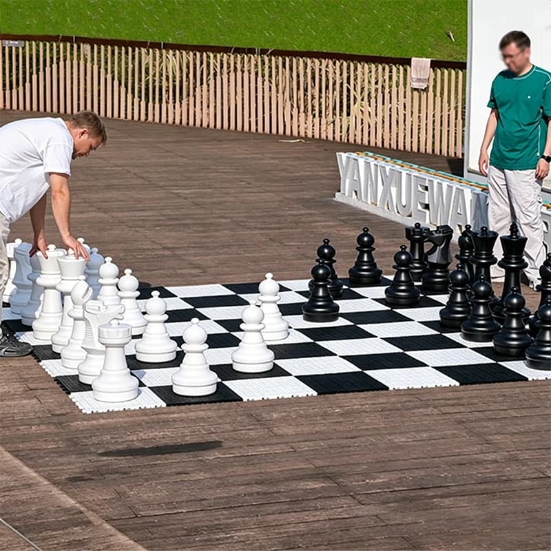 64cm King Eco-Friendly Durable Chess Set PE 3.2m Plastic Interlocking Board Outdoor Garden School Park Events 25 Inch Life Chess