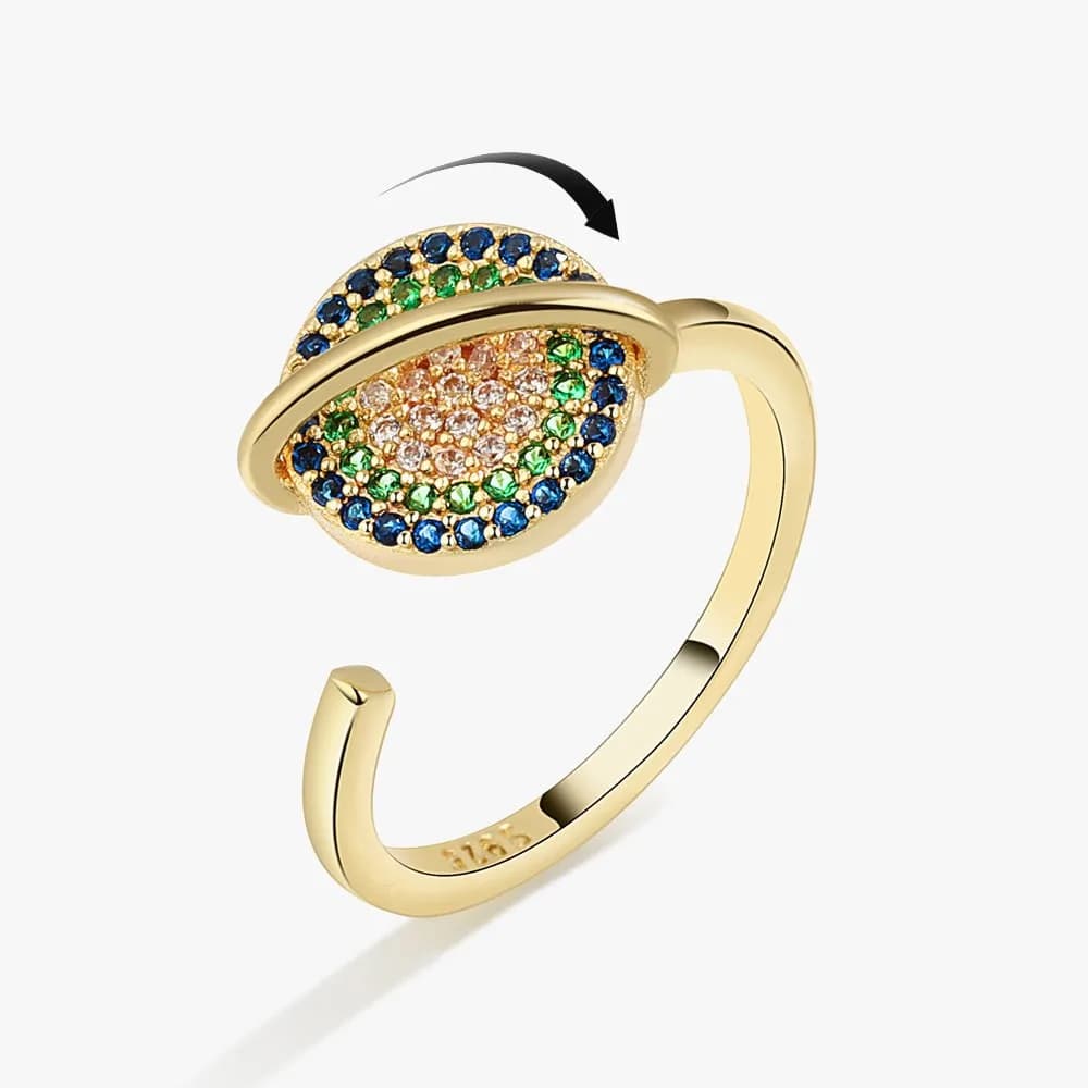 SMJEL Fidget ansia anello figlia Anti Stress regolato pianeta anello per le donne regalo zircone occhio turco gioielli rotante Spinner