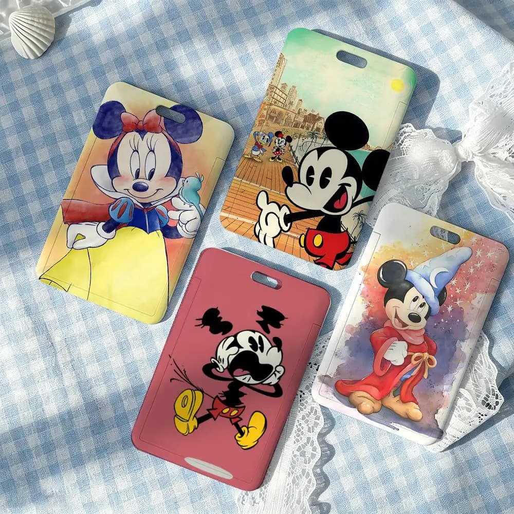 Cute M-Mickeys Mouses 1 Card Holder, Leather Card Storage Box, Key Chain, Access Tag Holder, ID Card Holder, Key Chain