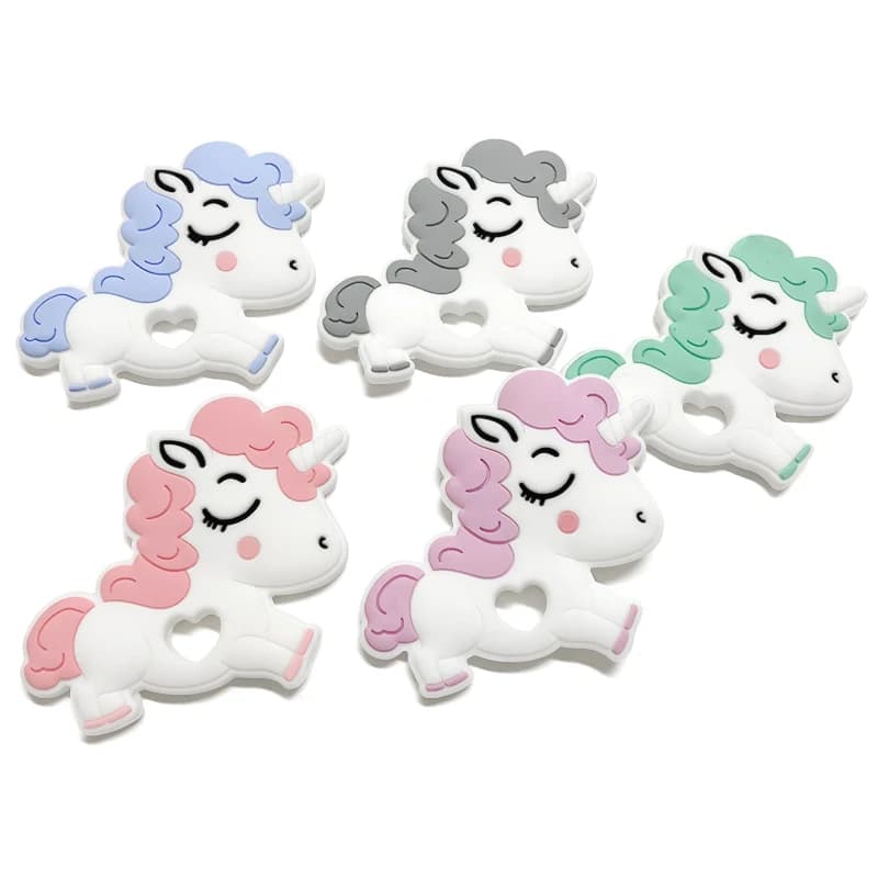1pcs Silicone Unicorn Baby Teething Cartoon Animal Shape Baby Pacifier Chain Accessories