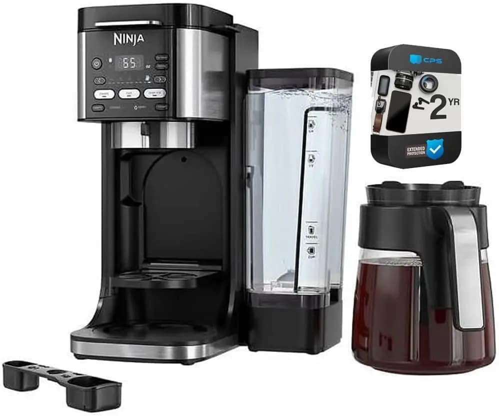 Ninja CFP105 DualBrew Macchina per Caffè Caldo e Freddo Nera Rinnovata, Bundle con Pacchetto Protezione Avanzata CPS per 2 Anni