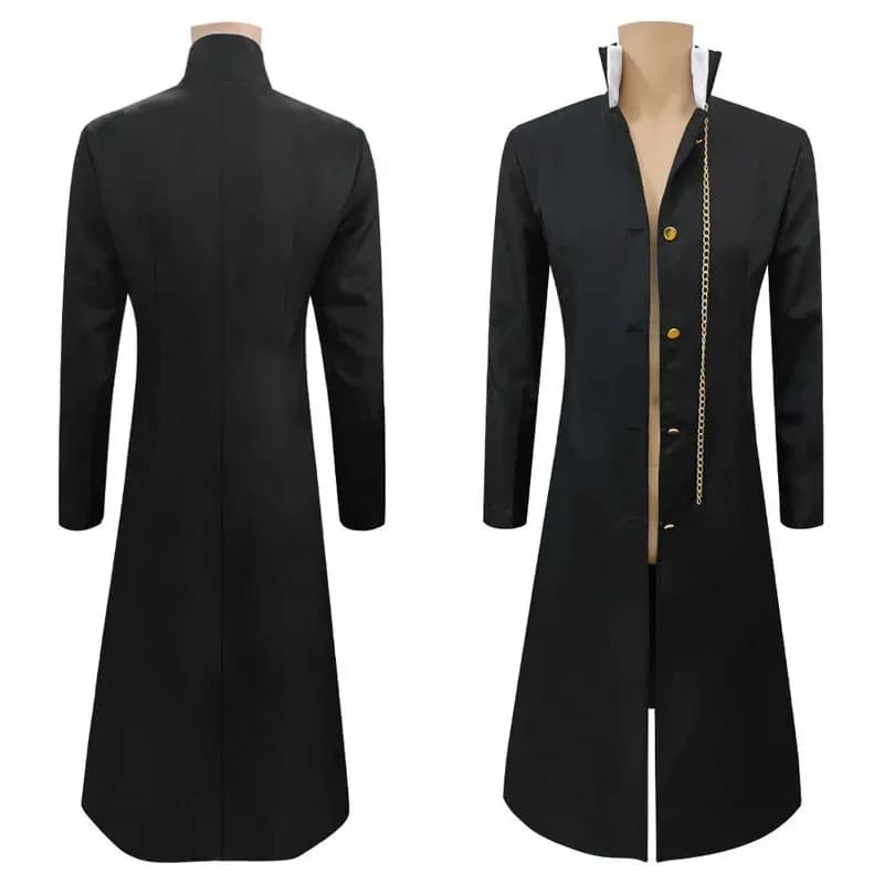 Anime Le bizzarre avventure di JoJo Jotaro Kujo Costume Cosplay Cappotto nero Giacca Uniforme Halloween Natale Carnevale Festa O REb;4.