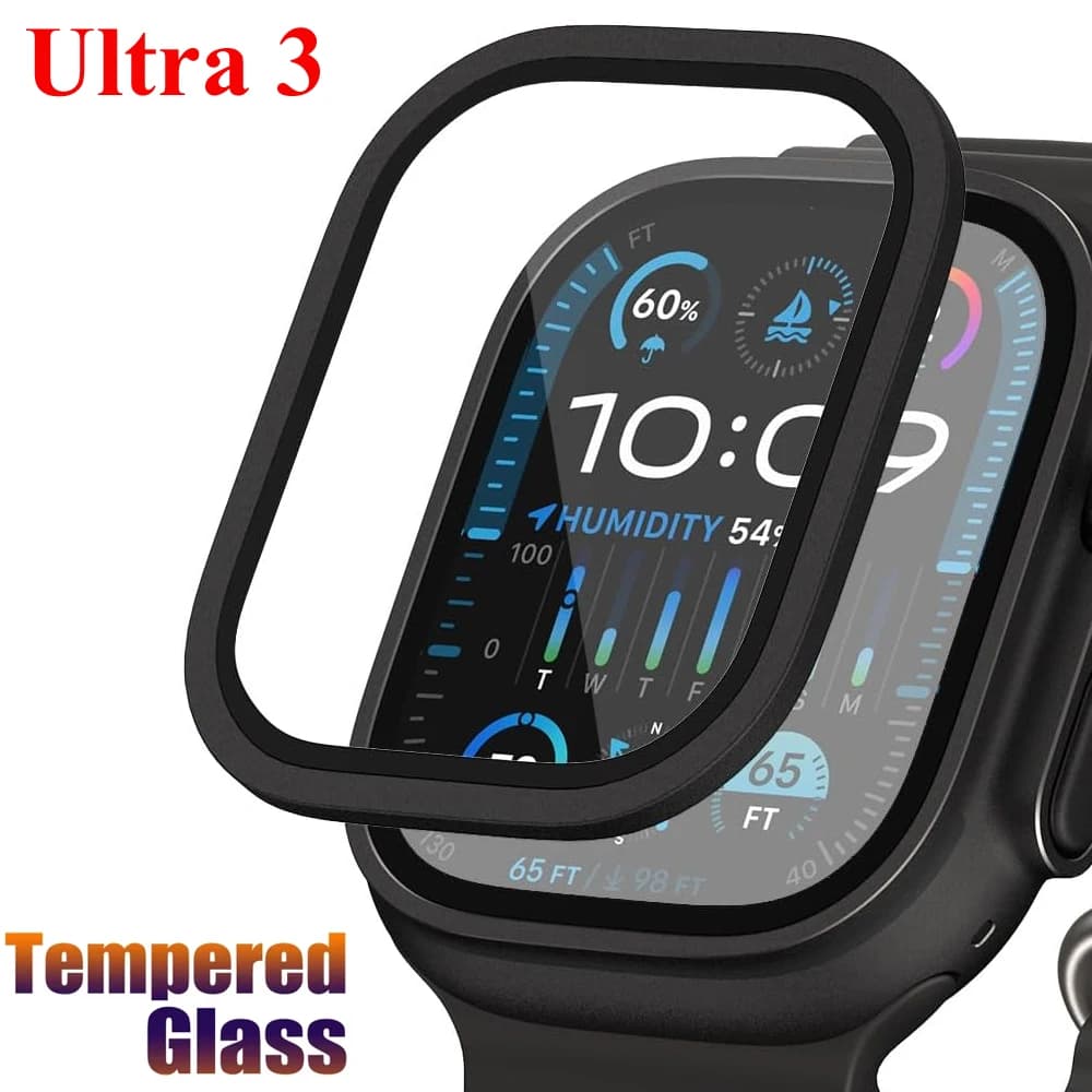 Pellicola in vetro temperato per Apple Watch Ultra 3 Pellicola proteggi schermo antigraffio con struttura in metallo in alluminio per iWatch Ultra 2 1 49mm