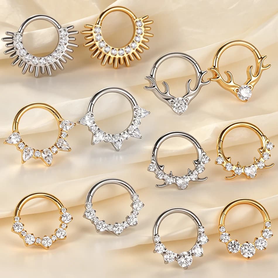 1PC Titanium Piercing Nariz Septum Nose Ring Hoop Clicker Daith Piercing Jewellery Ear Cartilage Earrings Clicker Hoop Rings 16G