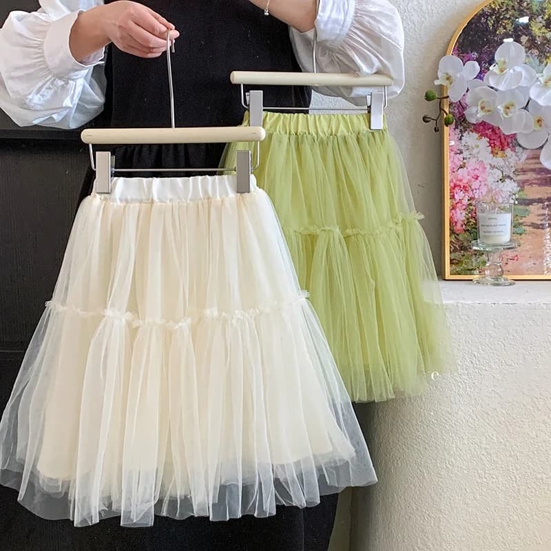 Gonna a balze per bambina, nuova collezione Primavera Autunno 2026, gonna corta o lunga elegante per bambina, capospalla