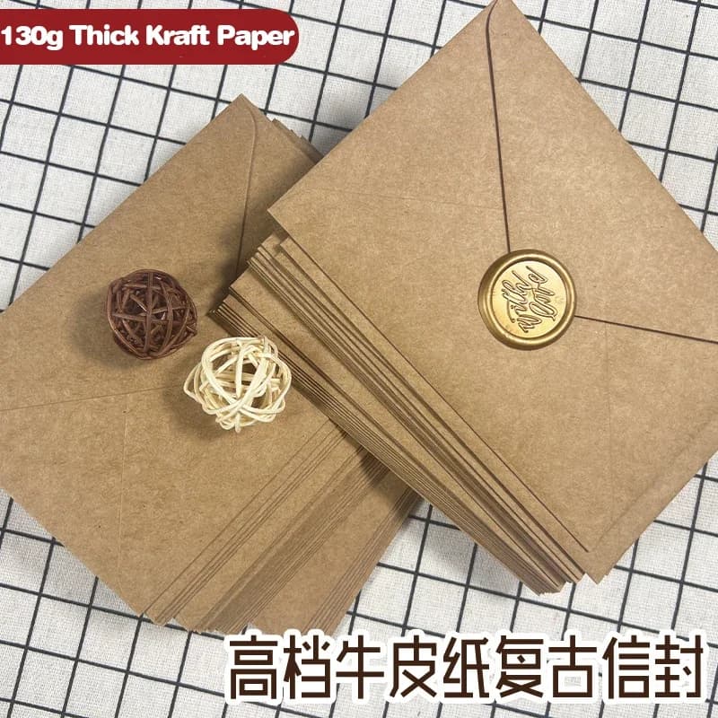 50pcs Kraft Brown Paper Envelopes 108x158mm Wedding Invitations Business Supplie Postcard Giftbox Packaging Storage Stationery