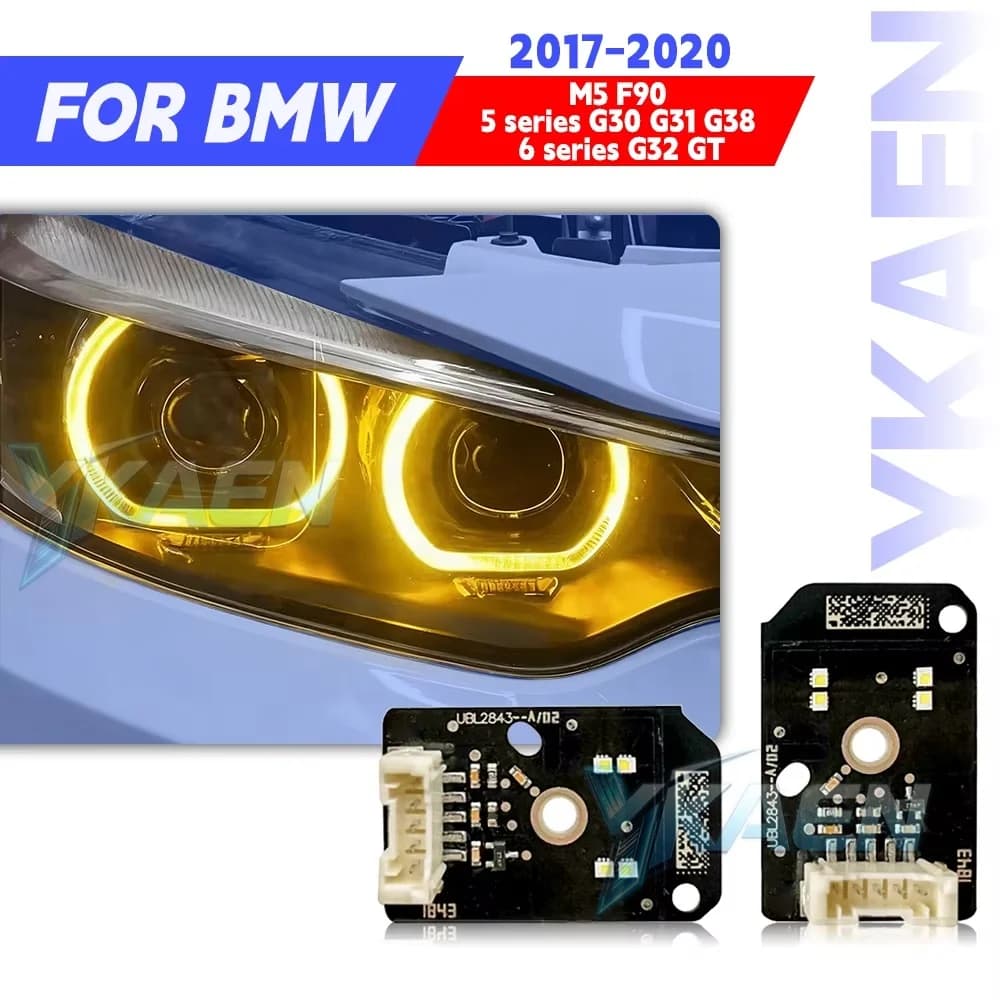 Luci Diurne a LED Gialle Angel Eyes per BMW Serie 5 M5 F90 G30 G31 G38 G32 17-20, Fari Diurni Bianchi Blu Rossi