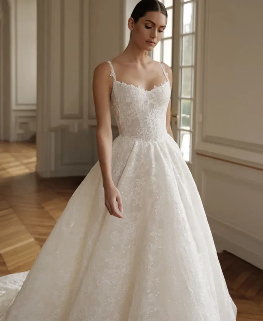 Flavinke Abiti da sposa eleganti in pizzo personalizzati Tracolla sottile di lusso senza spalline Abito da sposa da sposa Vestido de novia 2025