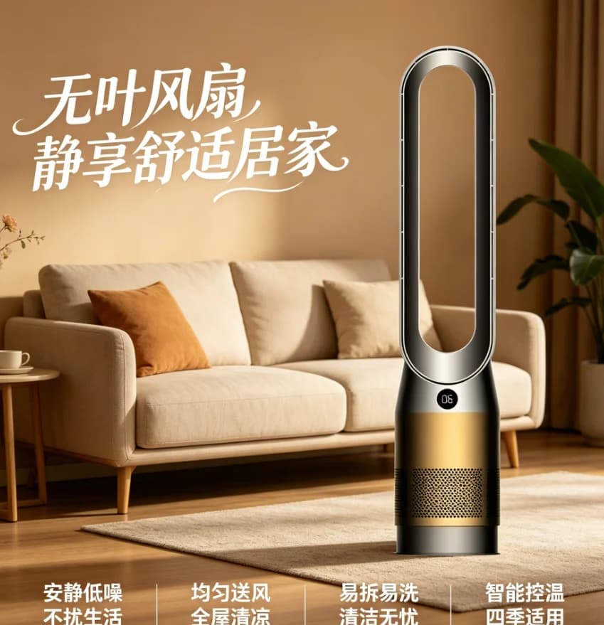 Purificatore d'aria a doppio uso caldo/freddo con ventilatore senza pale 220V per casa, camera da letto, bagno IAA
