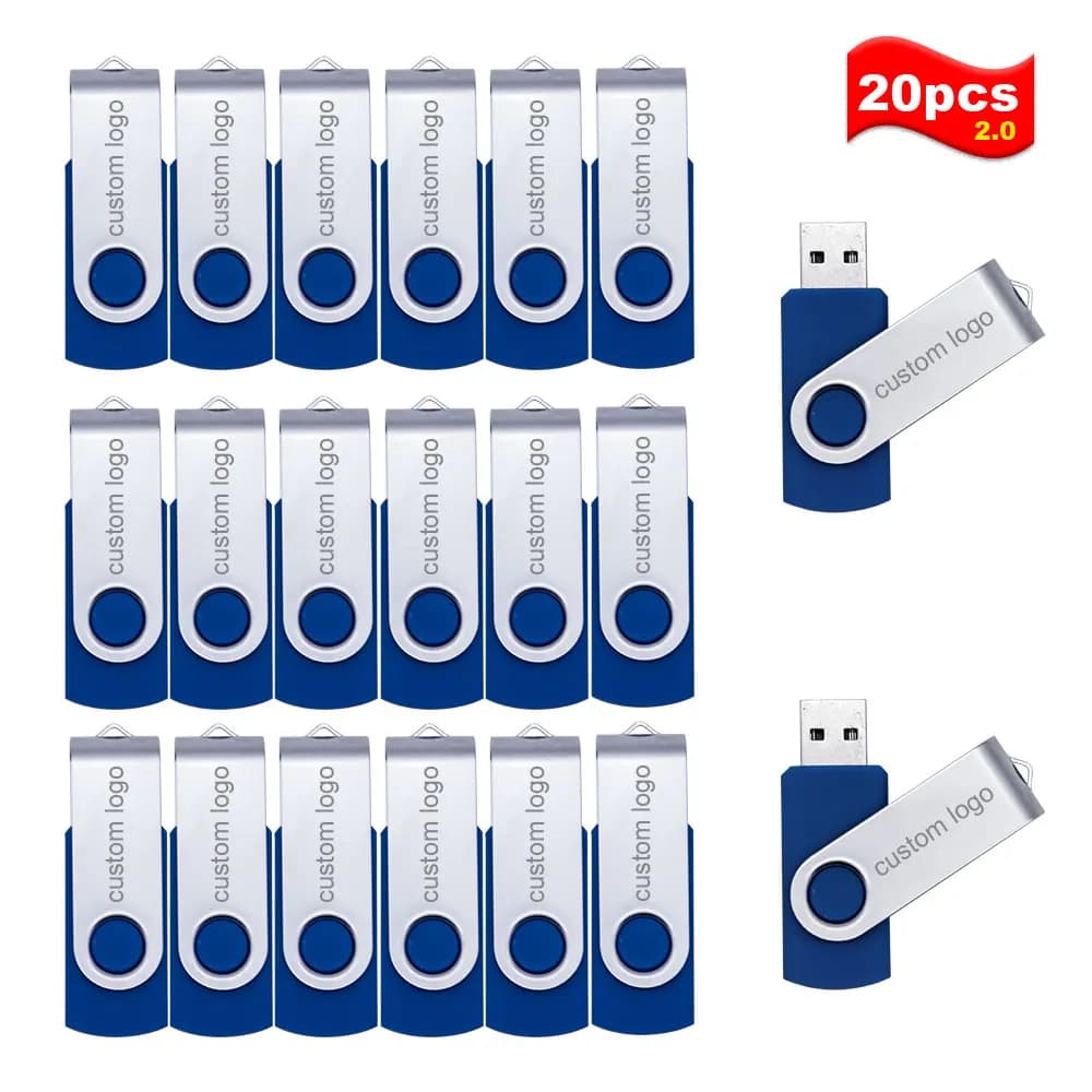 20 pz/lotto chiavetta usb in metallo 32GB pendrive 128GB 64GB pen drive impermeabile 16GB 8GB 4GB flash usb 2.0 stick key logo personalizzato