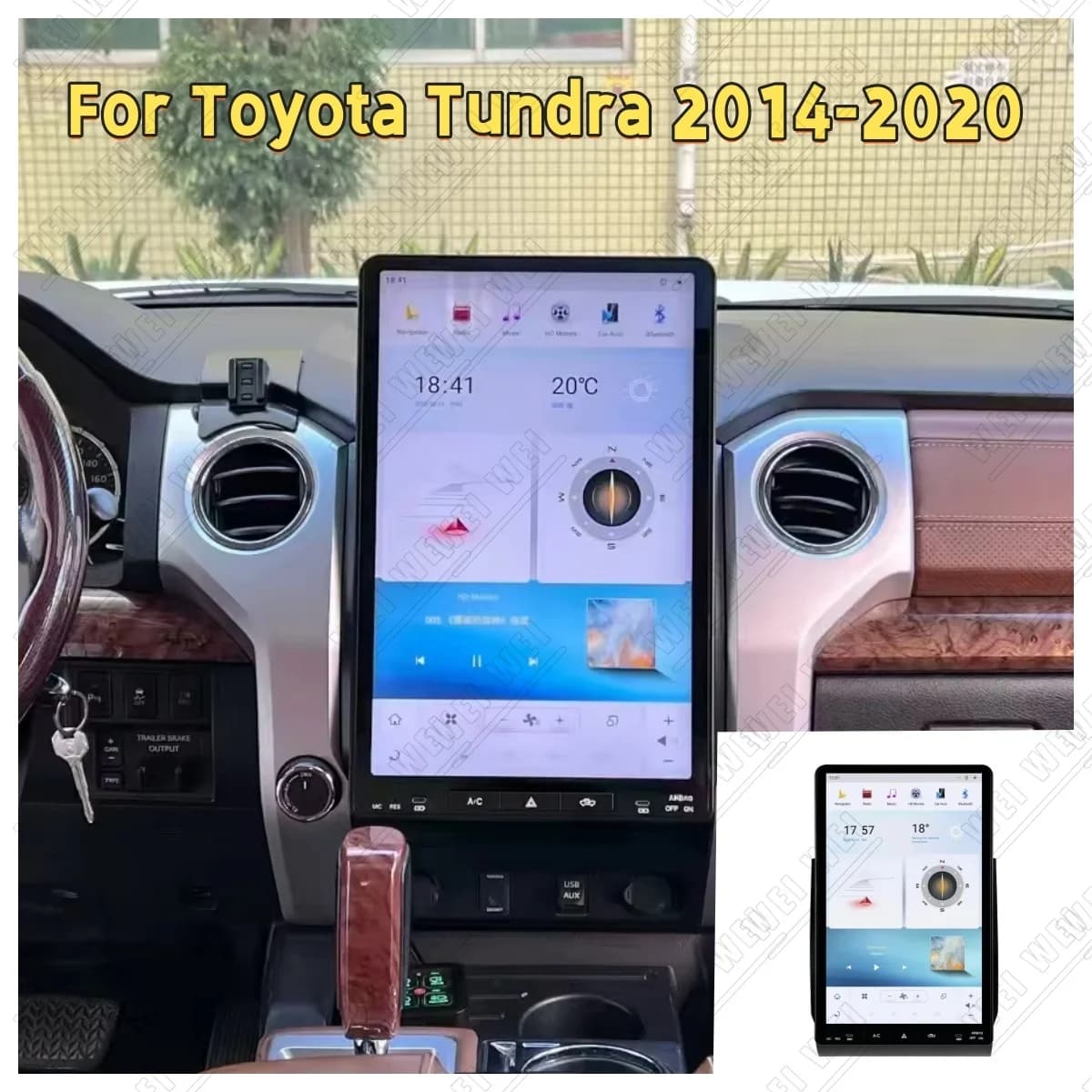Android 14 CarPlay Auto 16.8" For Toyota Tundra 2014-2020 Screen Car Radio Multimedia Stereo Player Dual Type-C Navi Head Unit