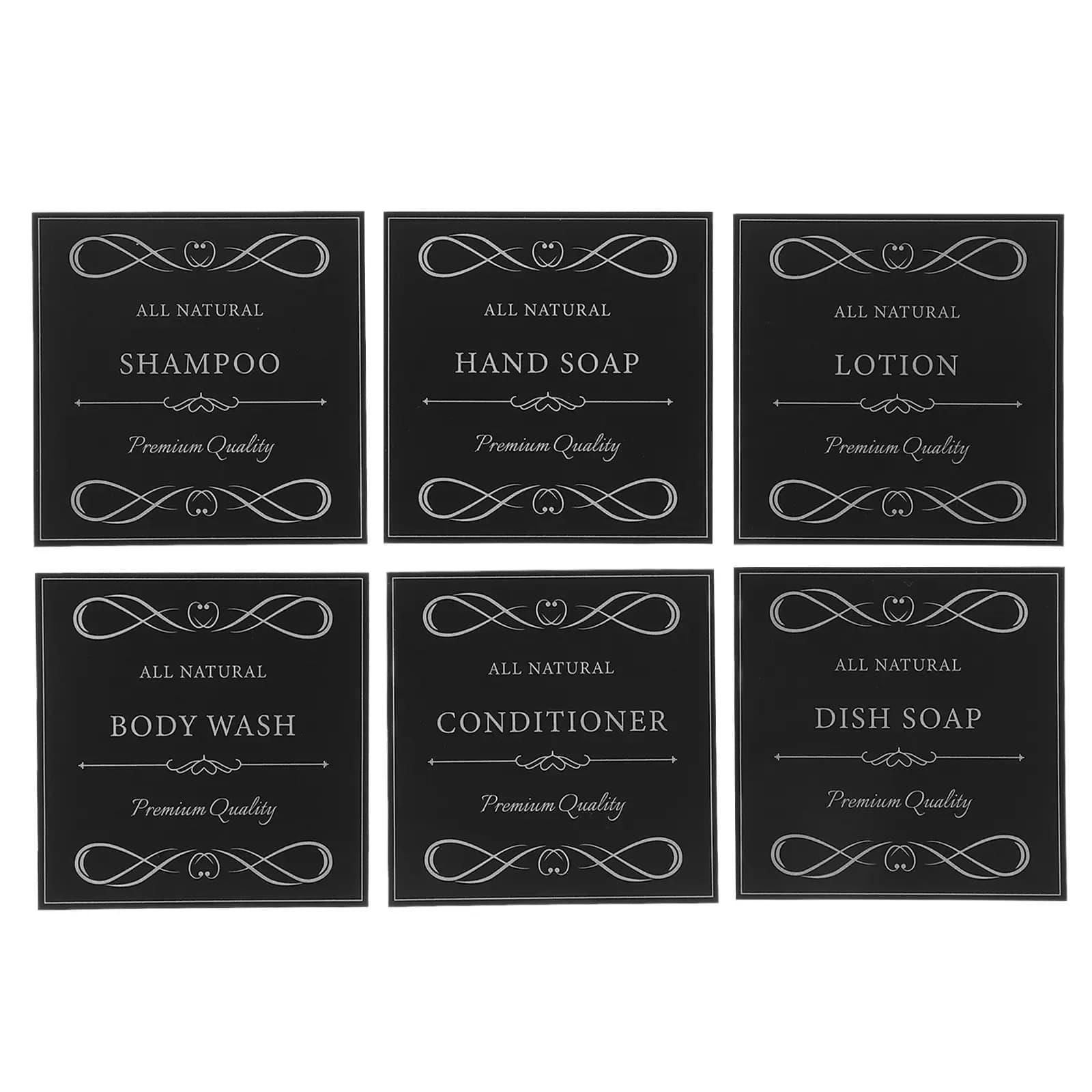 Etichette Adesive Impermeabili per Bagno in PVC, Stile Minimalista, Organizzatore per Dispenser di Sapone e Bottiglie di Shampoo, Facile da Rimuovere Senza Residui