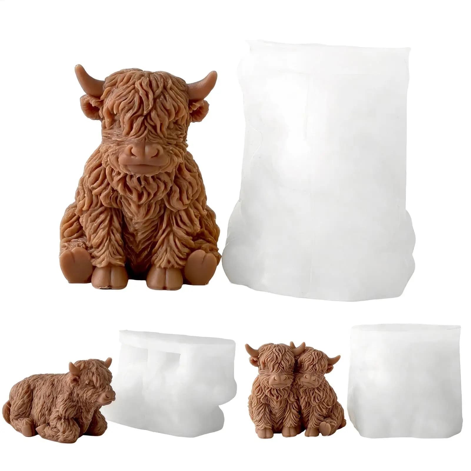 Stampo in Silicone a Forma di Mucca Highland, Riutilizzabile, 3D, per Decorazioni Rustiche, Strumento Fai-da-Te per Resina Epossidica, Sapone e Candele