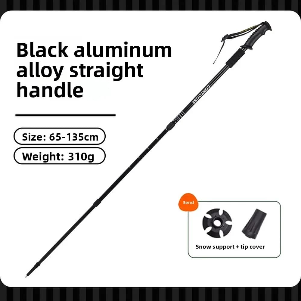 Aluminum Alloy Trekking Pole Single Pack Adjustable Hiking Stick 65-135cm Lightweight Walking Pole Shock Absorbing Handle