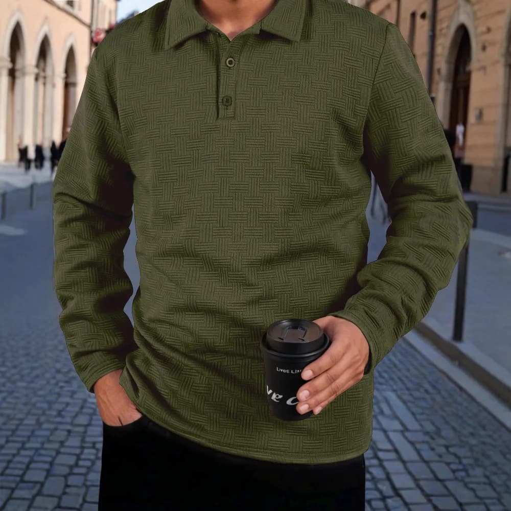 Autunno Nuovo Polo a maniche lunghe T-shirt jacquard T-shirt sportive traspiranti da uomo Casual Polo da golf T-shirt da lavoro Pullover Top