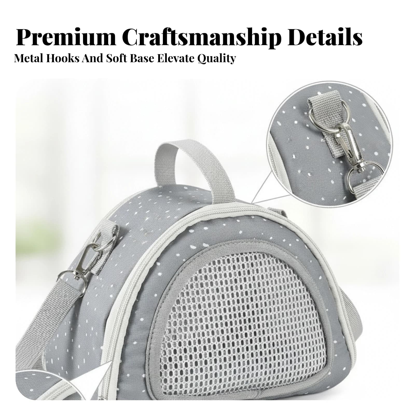 Small Pet Carrier Bag Adjustable Strap Dome Pet Carrier Lightweight for Travel
