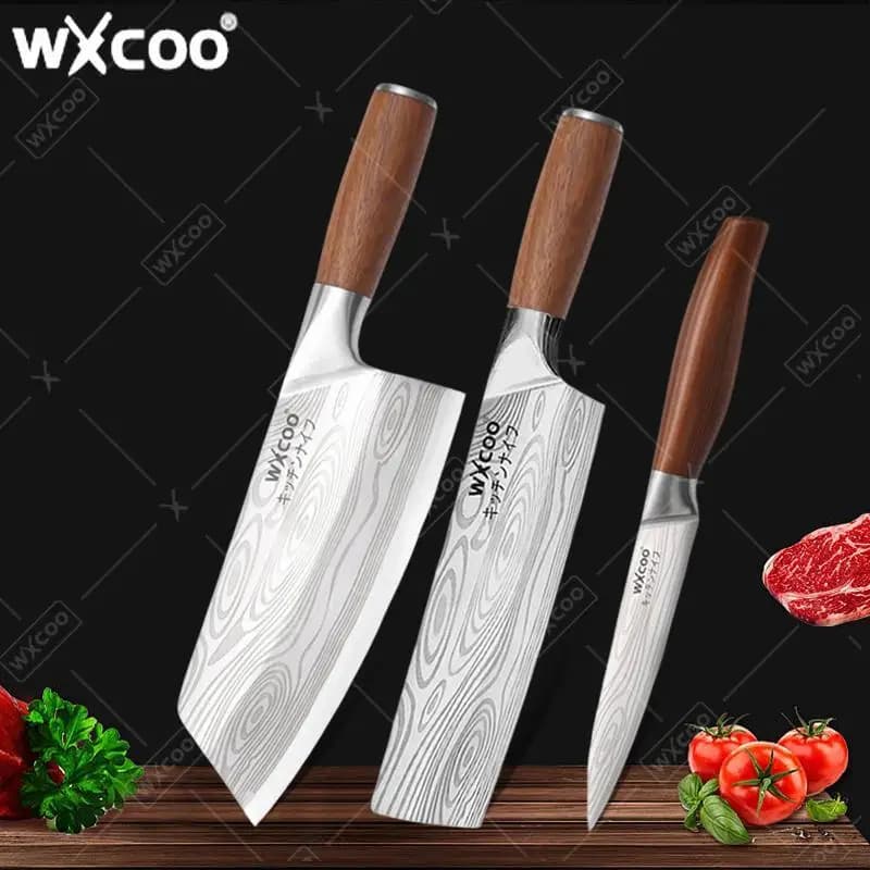 WXCOO Double Use Kitchen Knife Stainless Steel, Home Use Chef Knife, To Cut, Slice Fruit, Chicken and Meat