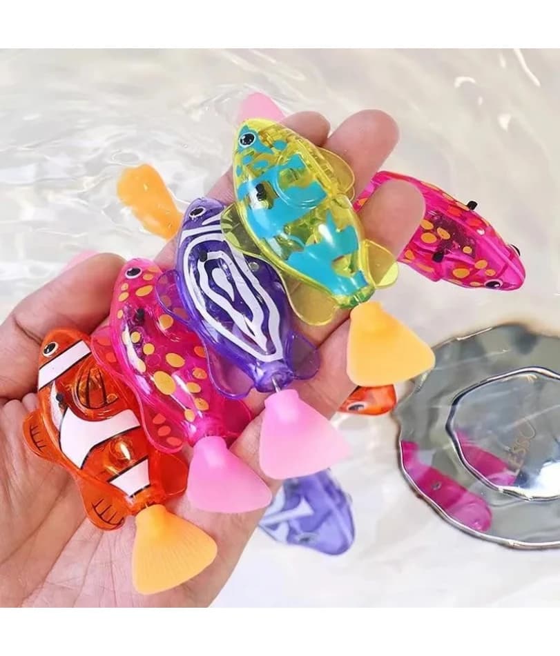 Giocattolo elettrico interattivo per pesci per gatti Giocattolo per acqua robot da nuoto con luce a LED per giochi al coperto Gatti Cani Giocattoli da bagnetto per bambini