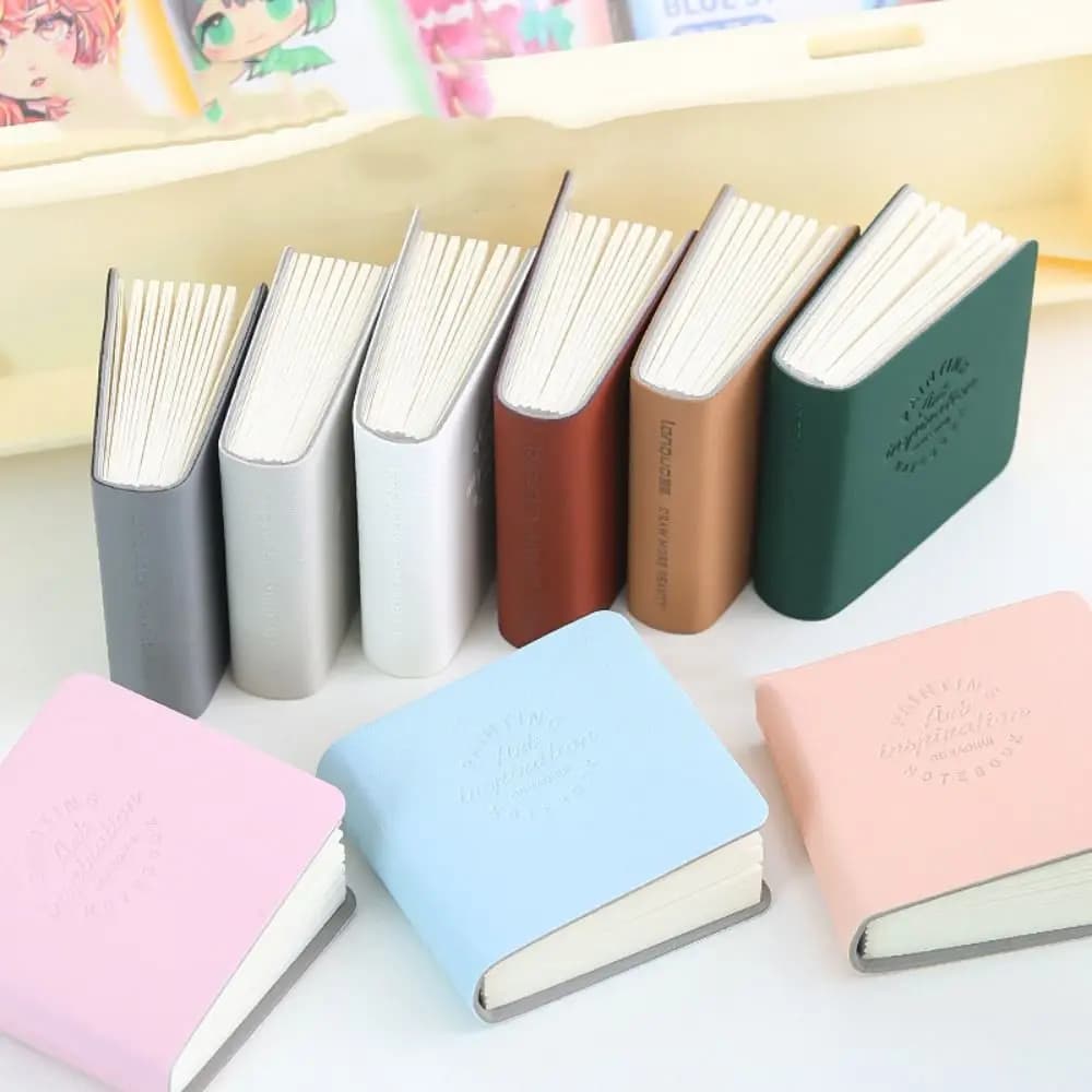 3Pcs Thick Drawing Paper Mini Drawing Book Unlined PU Leather Cover Miniature Sketchbook No Bleed Compact Extra Small Notepads