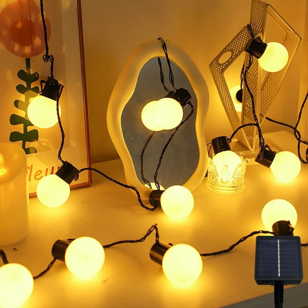 1PC 5M10LED/8M20LED Solar Globe String Lights LED Luci fiabesche impermeabili per esterni per Patio Garden Party Home Holiday Decor