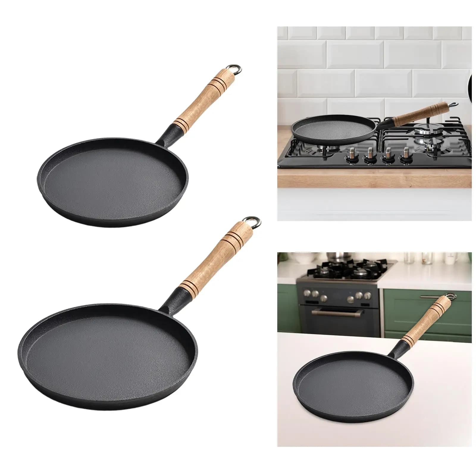 Kitchen Breakfast Pan, Cast Iron Frying Pan, Steak Grill Pan, Household Cooking Pan Barbecue BBQ Tool