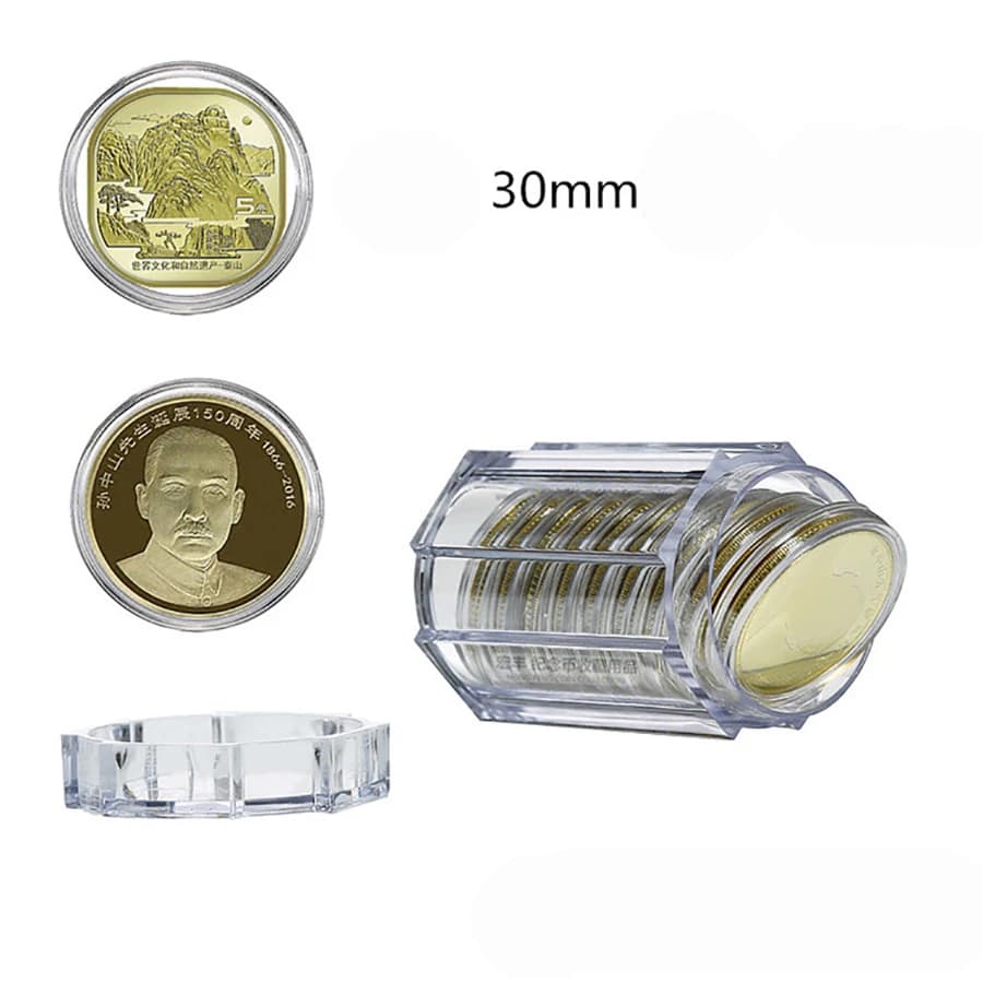 Scatole portaoggetti protettive in plastica, custodie rotonde trasparenti, doppia protezione, 25, 30mm, nuovo