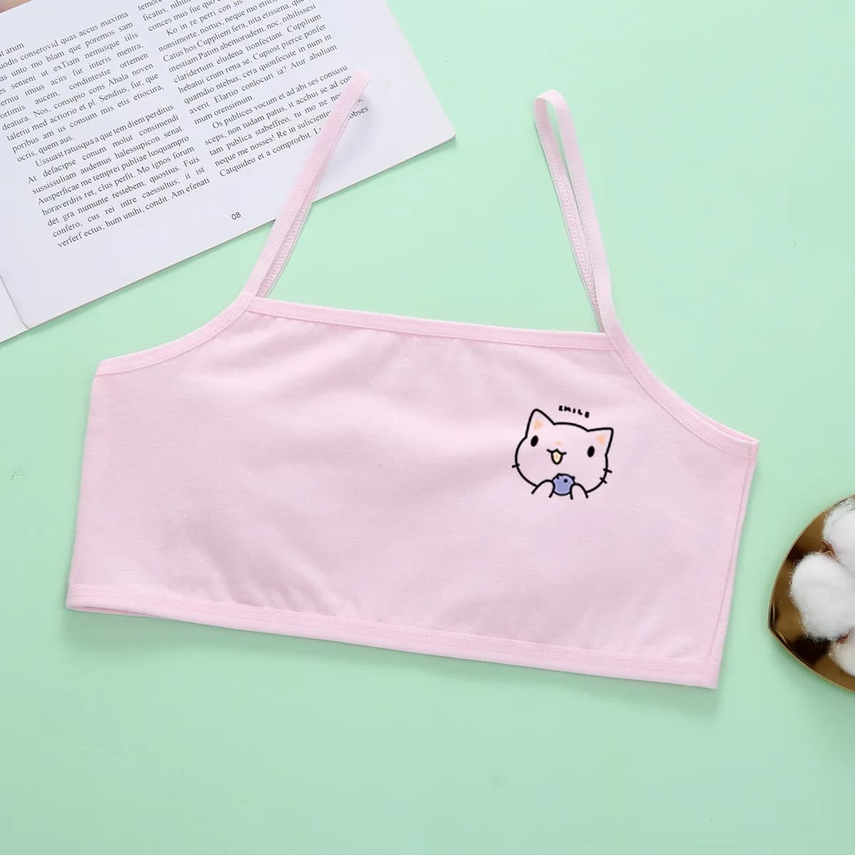 8-16 Years Teenage Girls Vest Bras Cartoon Print Young Children Purbery Student Training Bras Maiden Kids Underwears Tube Tops