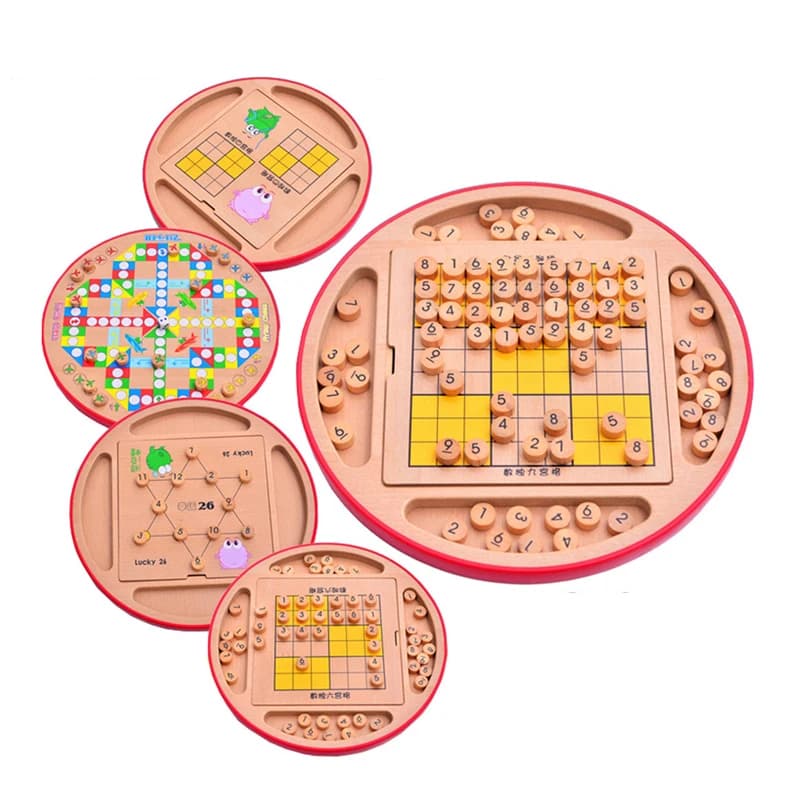 BSTFAMLY Bambini Sudoku Scacchi Faggio con cassetto 28*28.5*4.5 cm 100 Pz/set International Checker Pieghevole Tavolo Da Gioco Giocattolo Regalo LF05