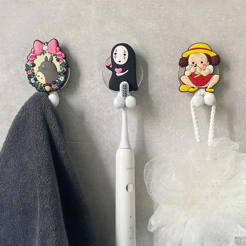 1Pc Cartoon Anime Totoro Figure toothbrush Holder Wall Ooth Brush Storage Rack with Suction Cup Bathroom Organizer Kids Gifts