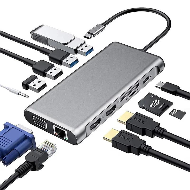 Docking station per laptop multi hub USB-C USB Type-C 12 in 1 HDMI 1080P 60Hz Hub USB C 12 in 1 per MacBook