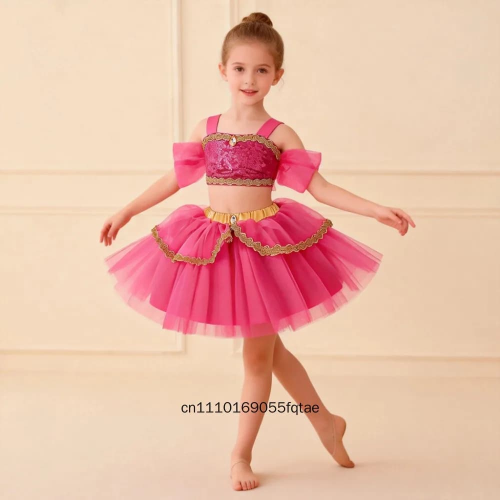 Nuovo Vestito Tutu da Principessa Scintillante per Bambine, Gonna in Tulle Vaporosa per Spettacoli Teatrali, Feste di Compleanno, Costume di Natale