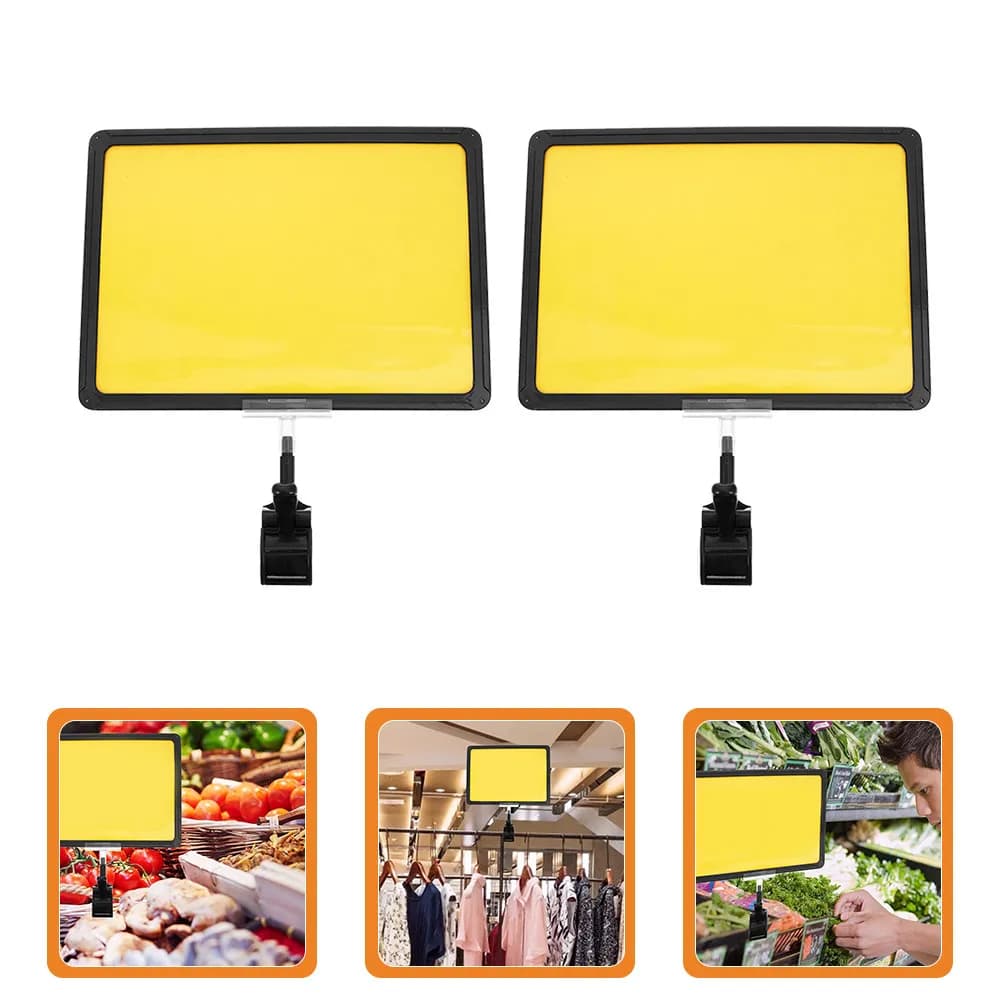 2 Pezzi Portaetichette A4 in Plastica ABS Girevole a 360 Gradi con Display in PVC Cancellabile per Negozi al Dettaglio