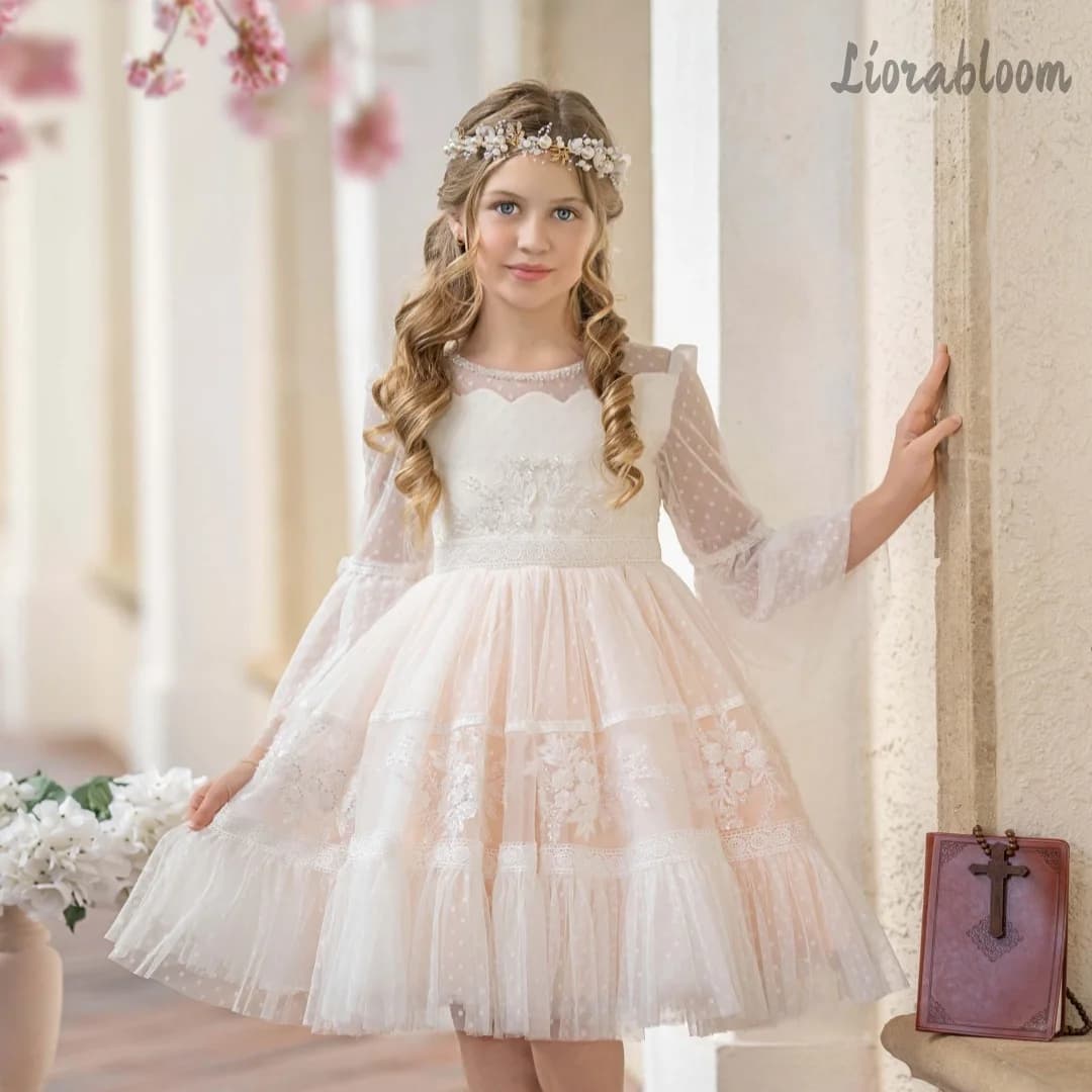 Abito Formale Personalizzato per Ragazze, Vestito da Damigella in Pizzo Ettereo, Abito da Cerimonia per Donne, Vestito da Sposa