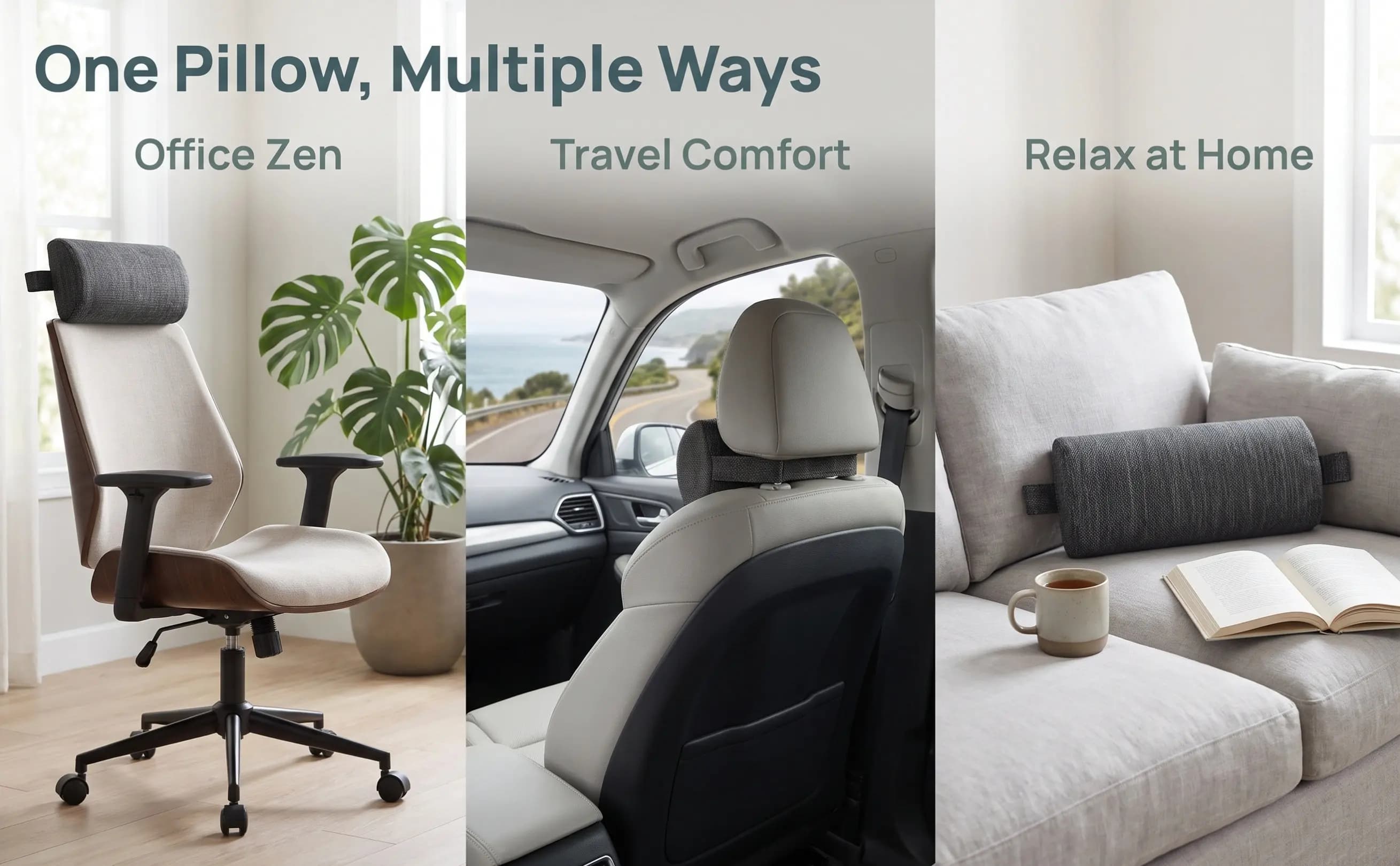 2Pcs Neck Pillow Recliner Chairs Removable Headrest Cushion Outdoor Lounge Chair Neck Lumbar Support Portable Travel Pillow