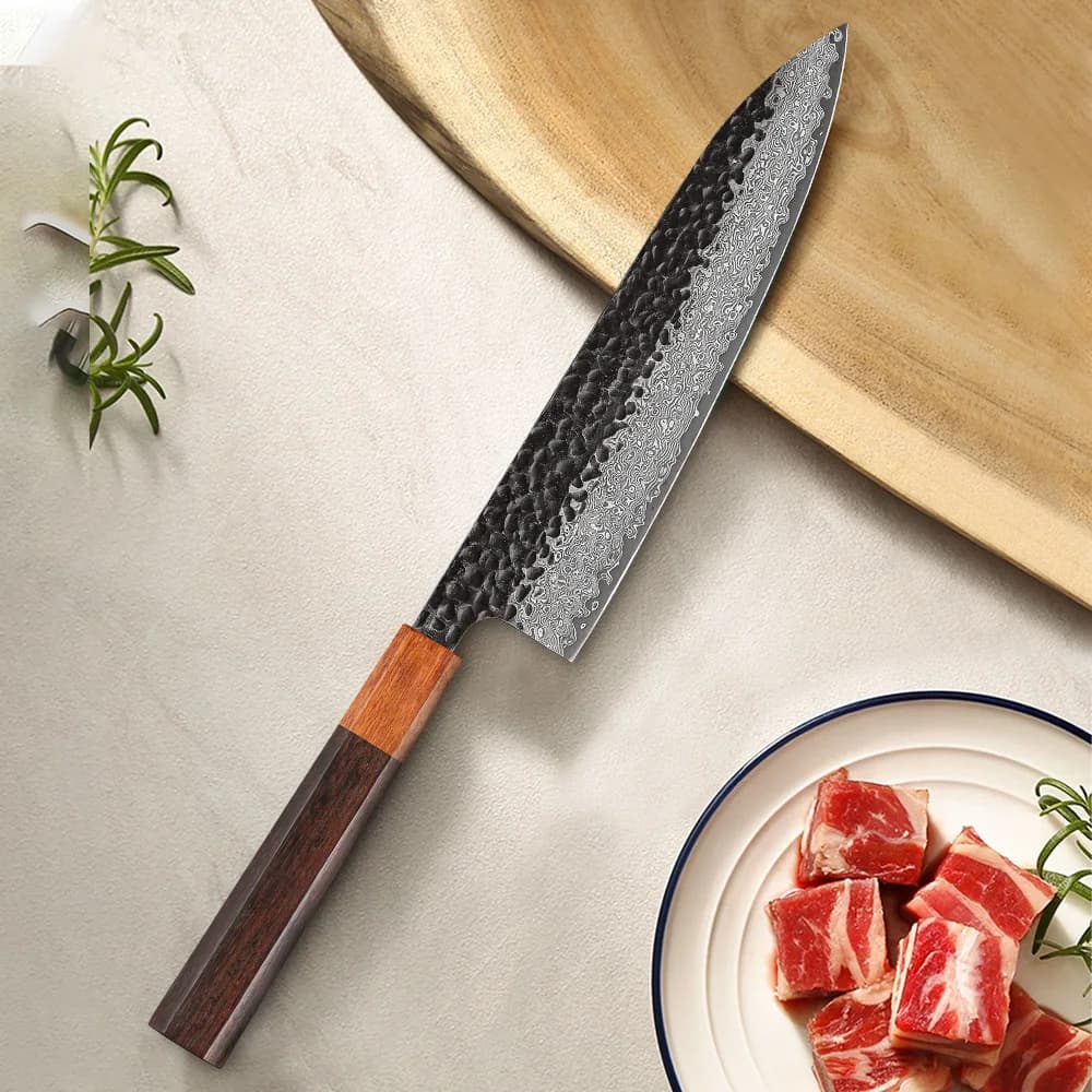 Cooking knife TURWHO 8 "67 layers hand forged damask steel kitchen knives for meat and vegetables slicer kitchen utensils rosewood handle